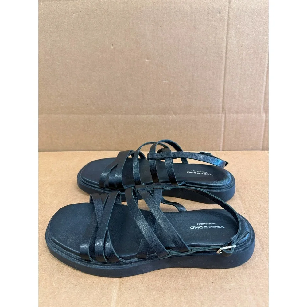 Vagabond Shoemakers Connie Strappy Leather Sandals Black Womens Size 38 EU